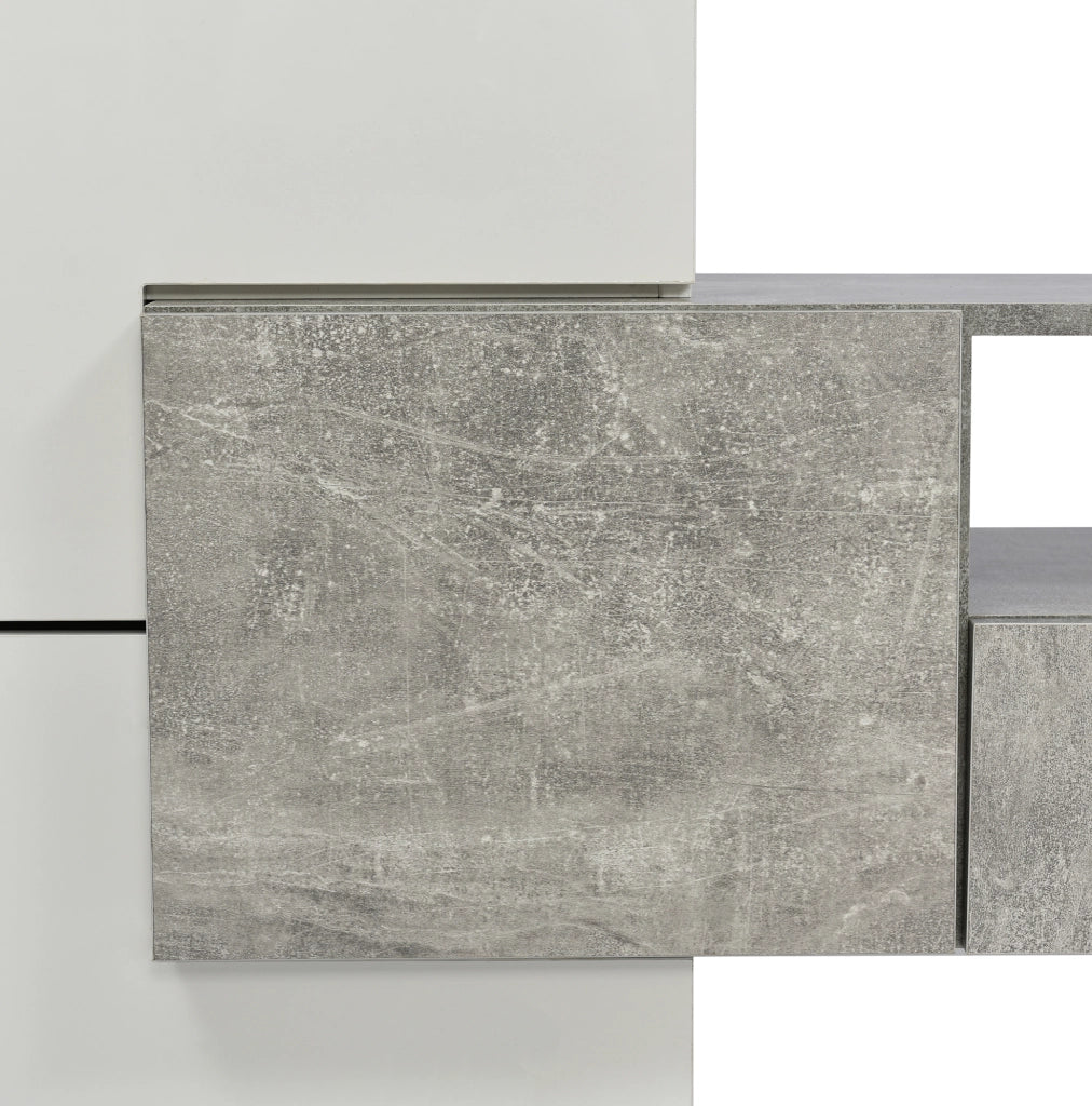 Mobile TV 200x35x60 cm con LED multicolore controllabile tramite app in MDF grigio