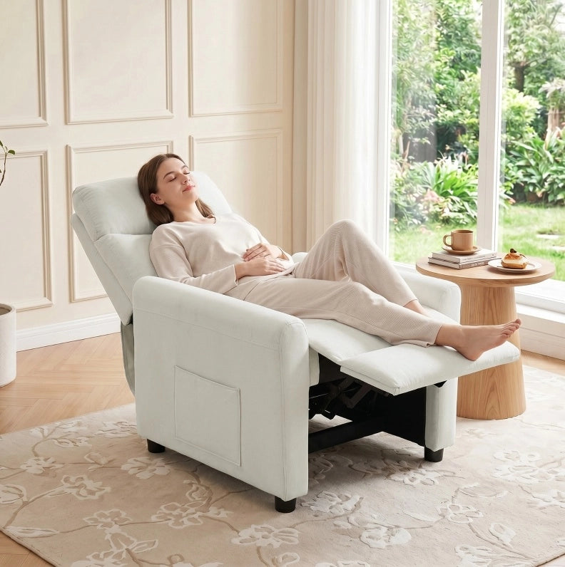 Poltrona Relax inclinabile a 145° con molle a sacco, struttura in acciaio e legno, 73x86x100 cm, colore grigio
