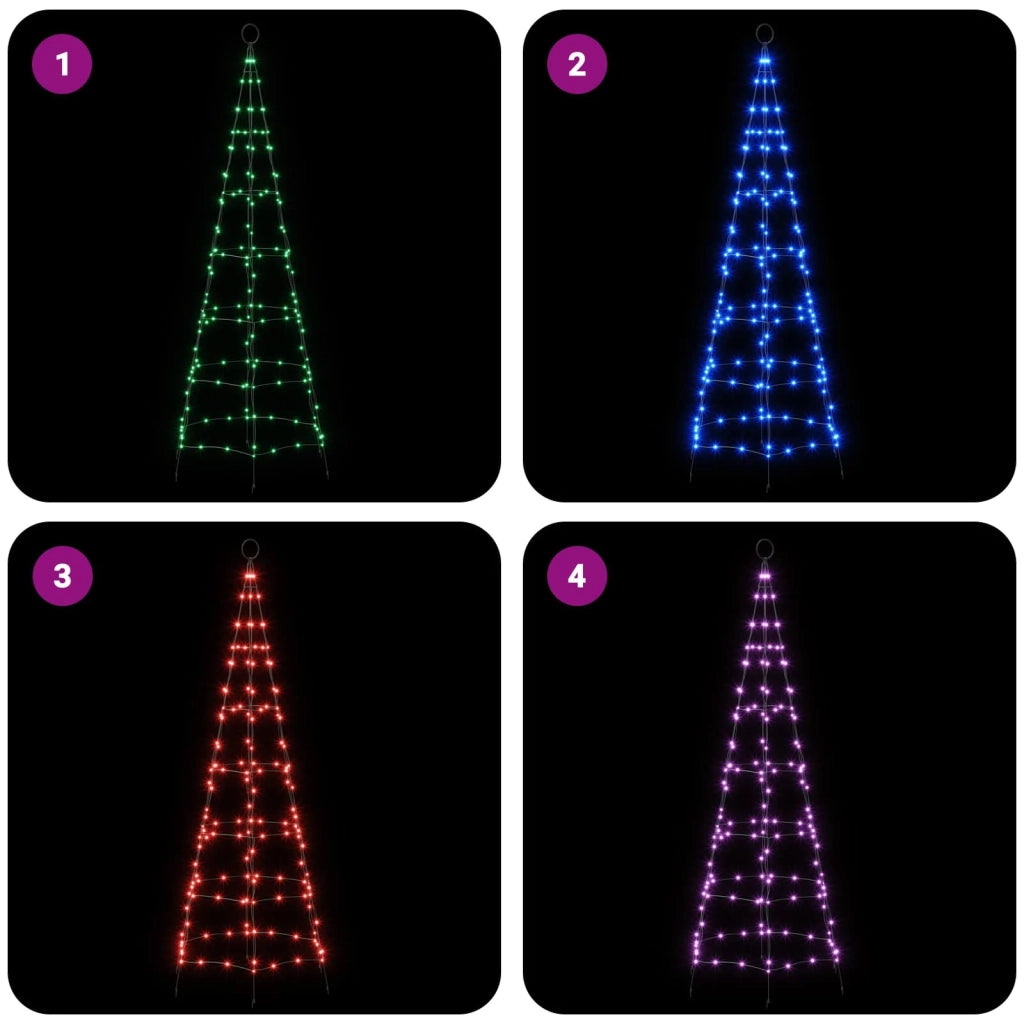 Albero di Natale LED 180 cm 168 LED Multicolore ferro Nero 42050816