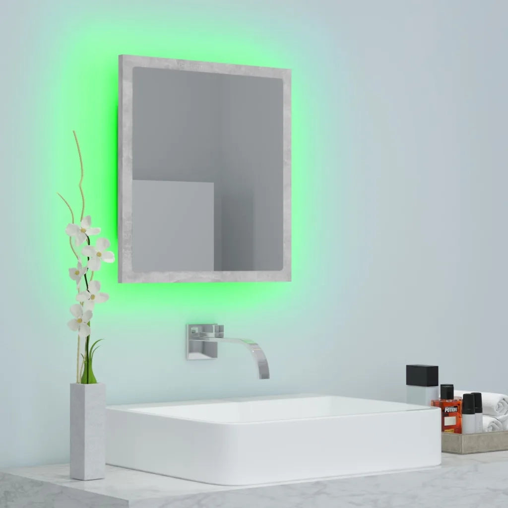 Specchio da Bagno a LED-Specchio per Bagno Grigio 40x8,5x37 cm in Acrilico