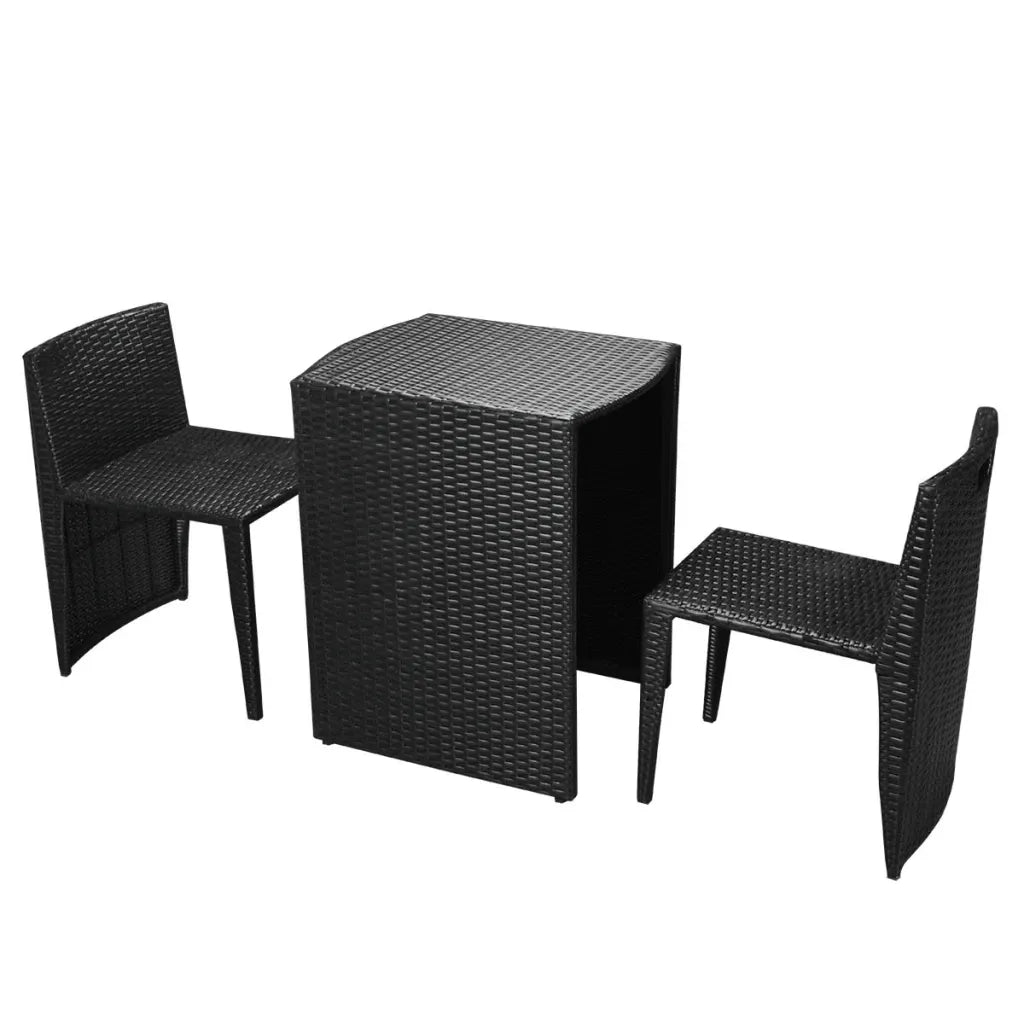 Set da Bistrot 3 pz | Set Salotto da Giardino con Cuscini in Polyrattan Nero