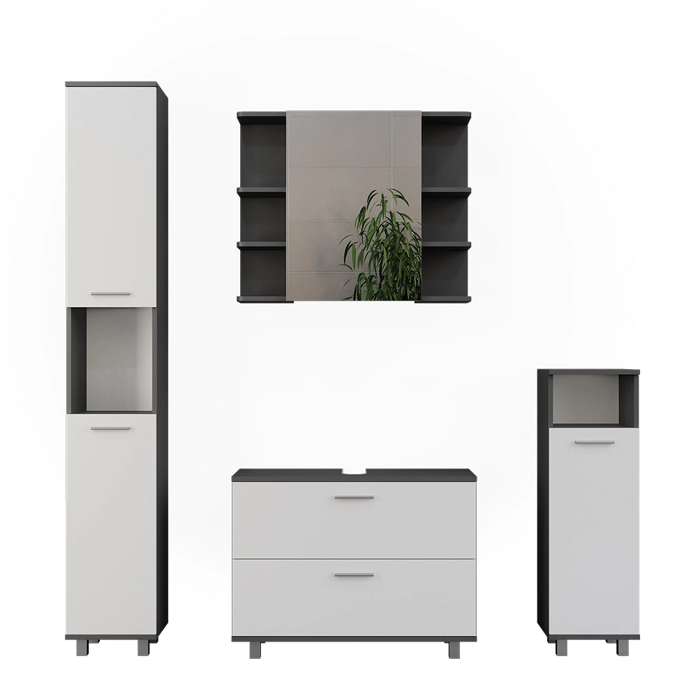 Vicco Set di mobili da bagno Antracite/bianco 4 parti