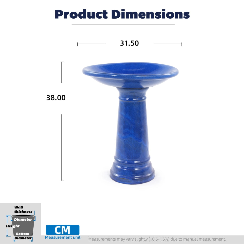 Bagnetto per uccelli in ceramica Ø 31;5 cm blu zaffiro resistente al gelo HOMVRA