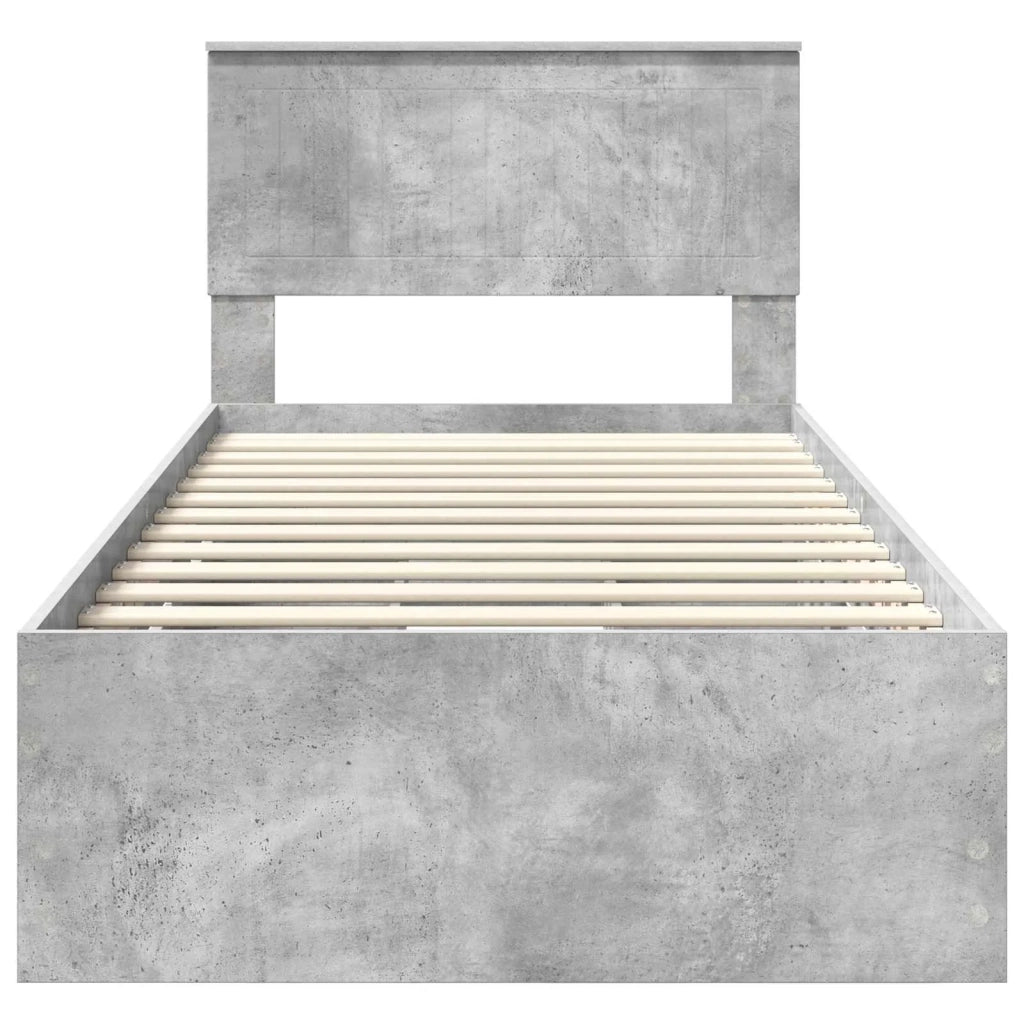 Struttura del letto con cassetto-Giroletto con contenitore-Rete del Letto Grigio cemento 90 x 200 cm 445599
