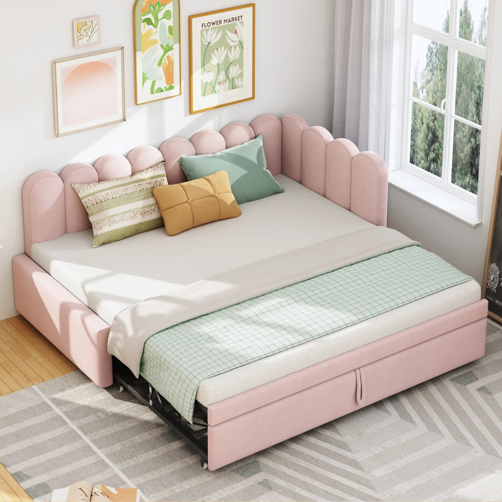divano letto imbottito rosa 90 x 200 cm