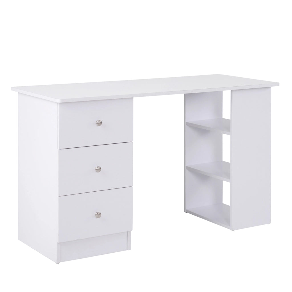 Scrivania con cassetti e scaffali ¨C zephmum ¨C bianco 120x49x72 cm