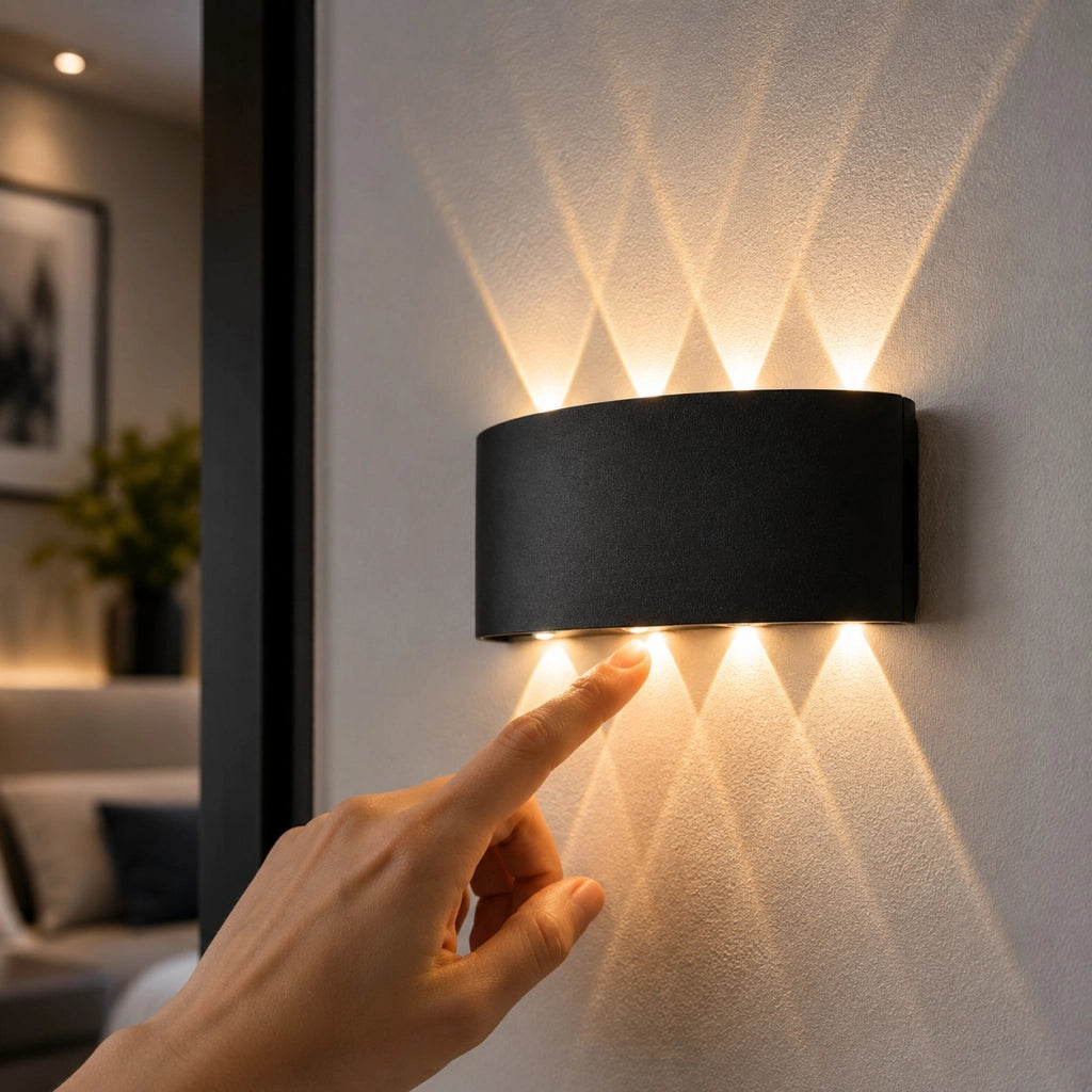 APPLIQUE LED 16W LAMPADA PARETE IP65 ESTERNO 3000K 4000K 6000K NERO ET-31675