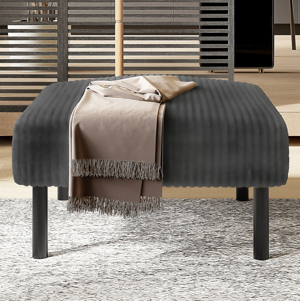 Pouf in velluto a coste con struttura metallica – morbido rivestimento in velluto per comfort ottimale – versatile come poggiapiedi, seduta o tavolino