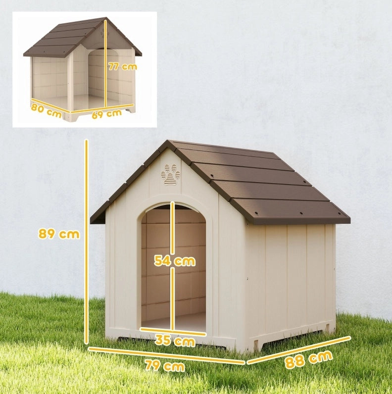 Cuccia per cani da esterno rialzata 88×79×89 cm beige