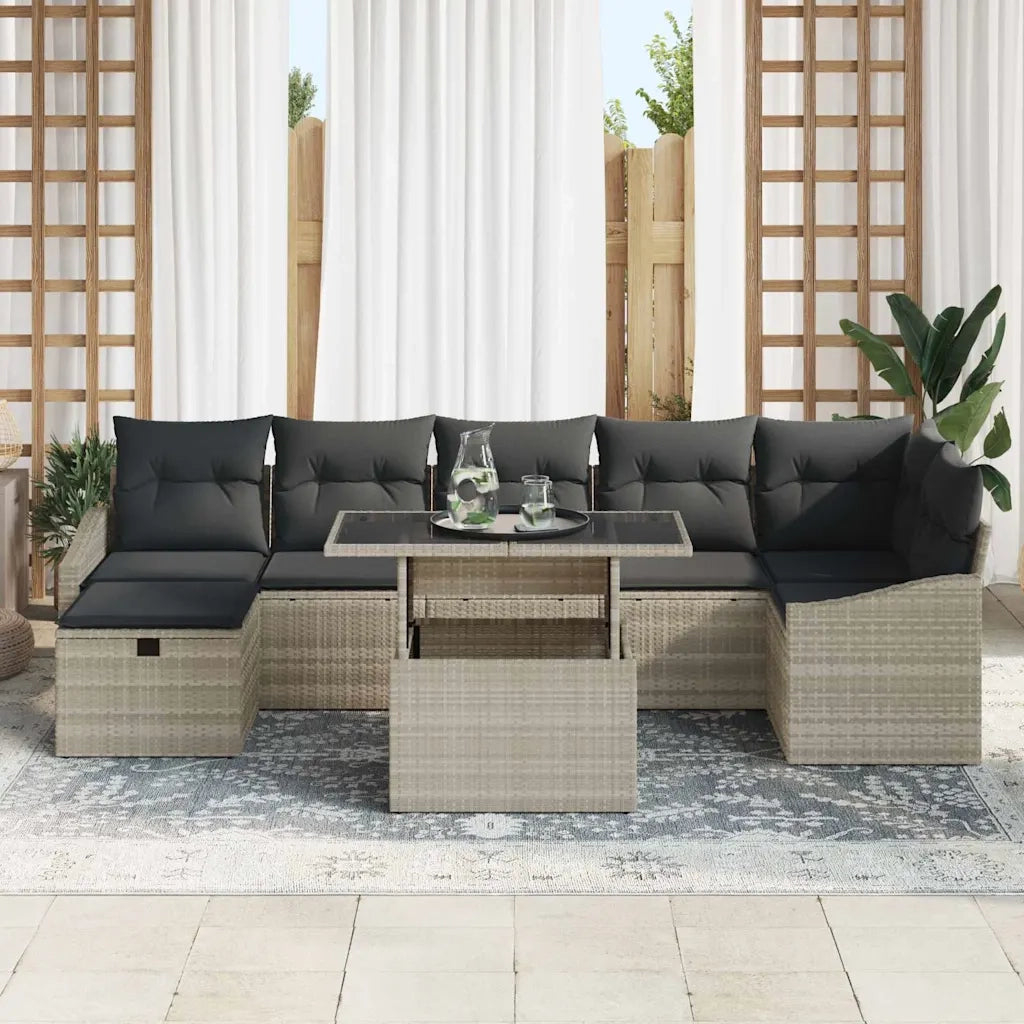 Set Divano da Giardino 8 pcs Grigio chiaro polyrattan
