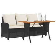Divano da Giardino a 3 Posti Cuscini&Tavolo Nero in Polyrattan 4103854