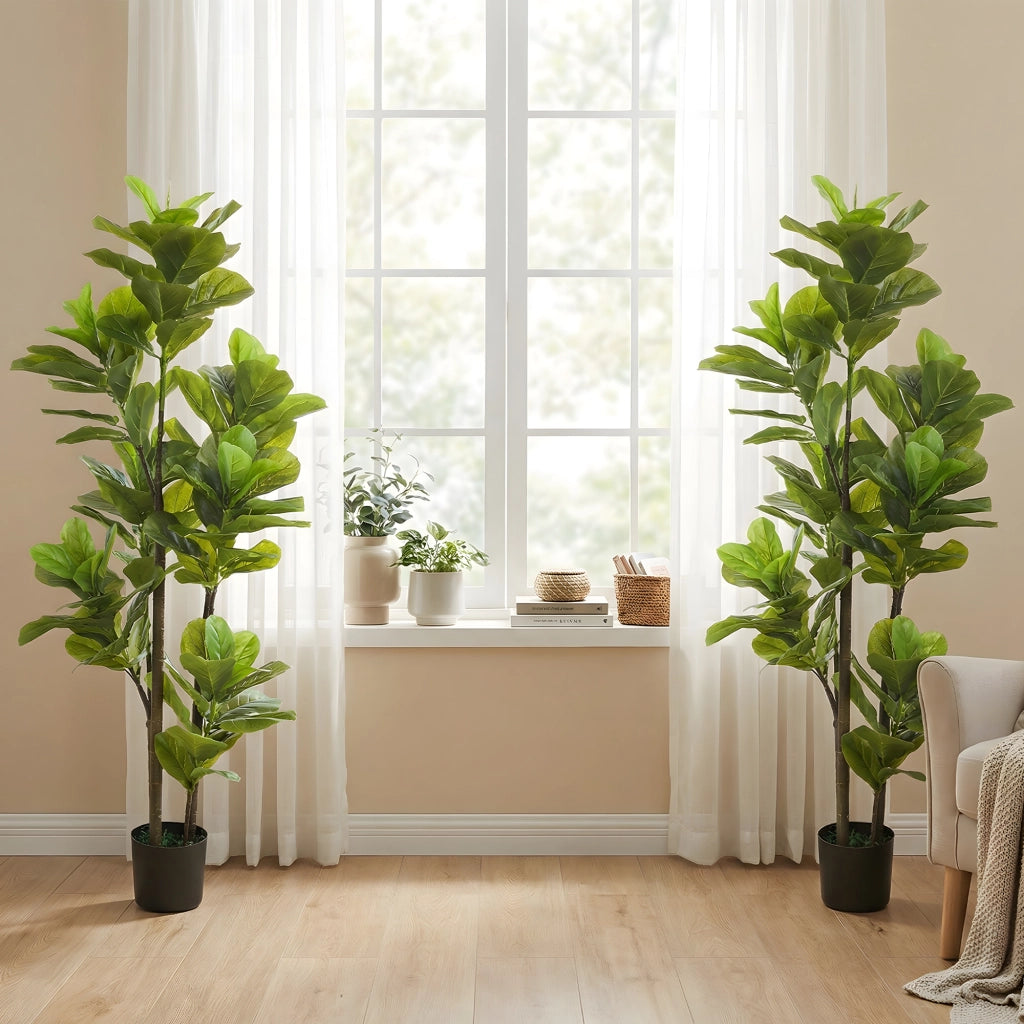 Pianta Finto Fico Lira 150 cm ¨C zephmum ¨C Verde, Cemento