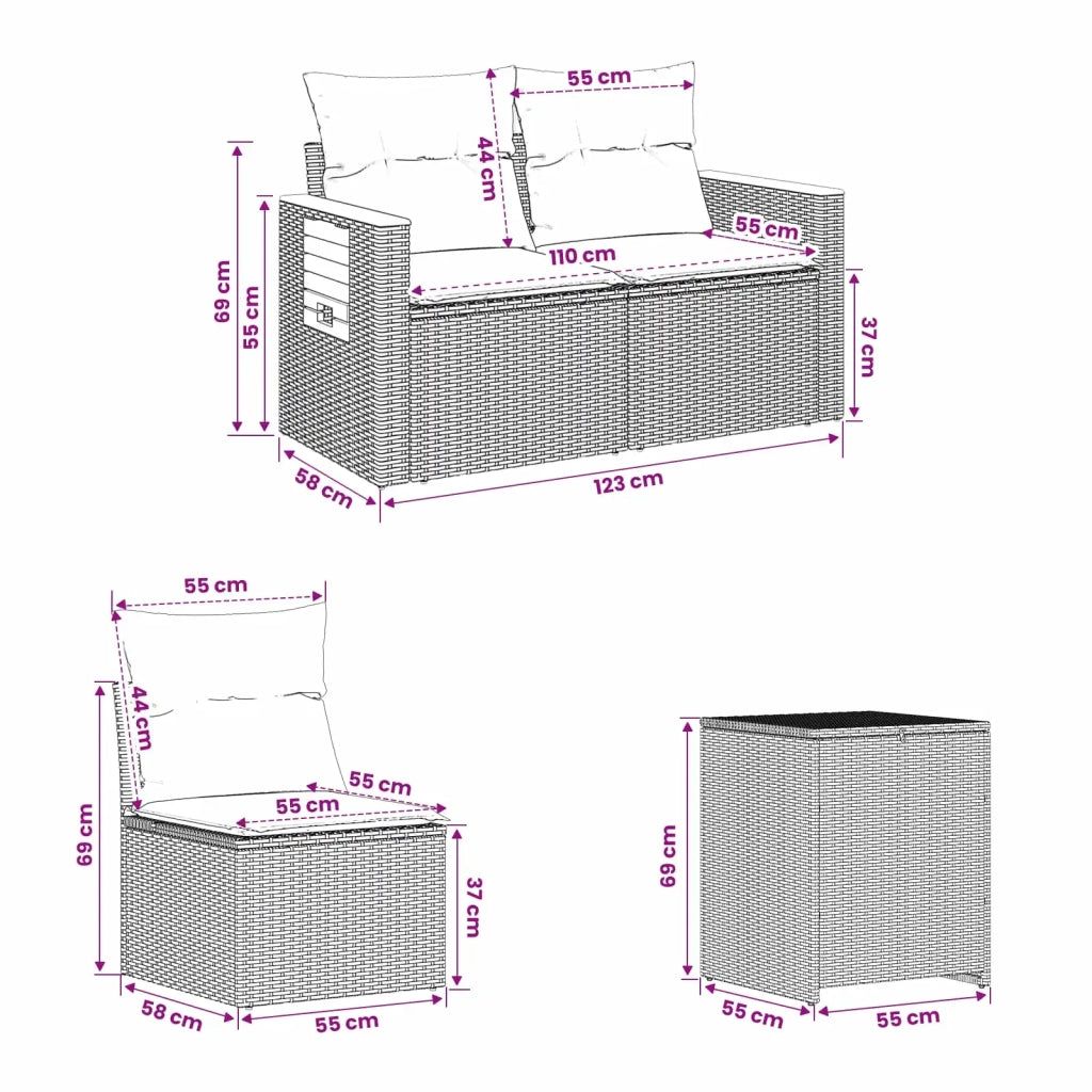 Set di divani 7 pz Beige e Grigio Chiaro 3448879
