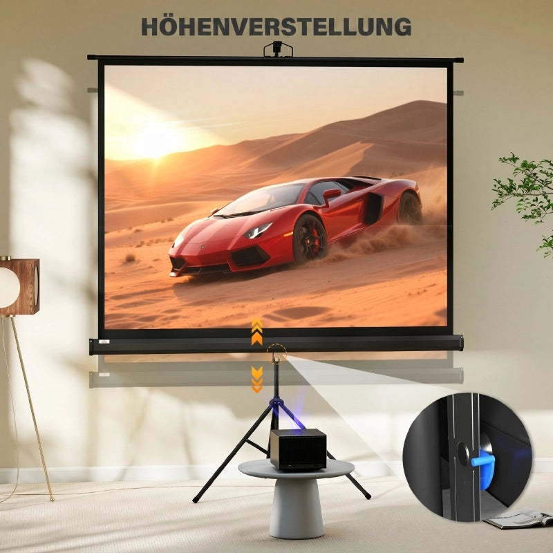 Schermo di proiezione in formato 4:3, schermo cinematografico, superficie di presentazione per casa o ufficio, nero