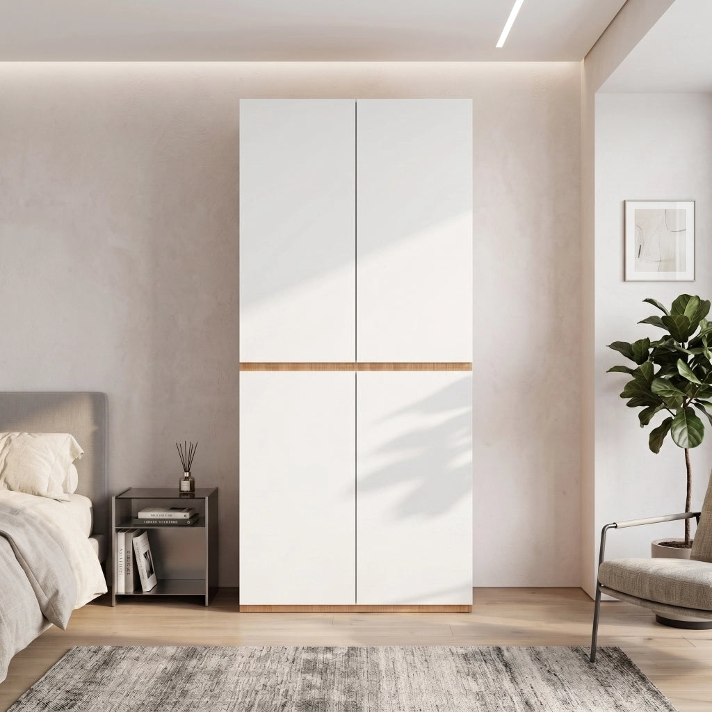 Armadio guardaroba con 3 cassetti portagioie e asta appendiabiti per camera da letto in MDF e pannello truciolare bianco