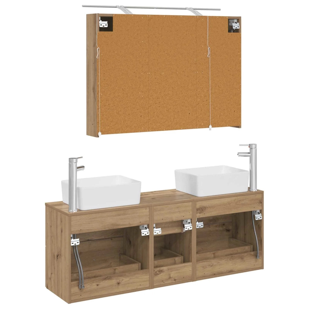Set di mobili per il bagno 4 pz Rovere Artigianale 3406862