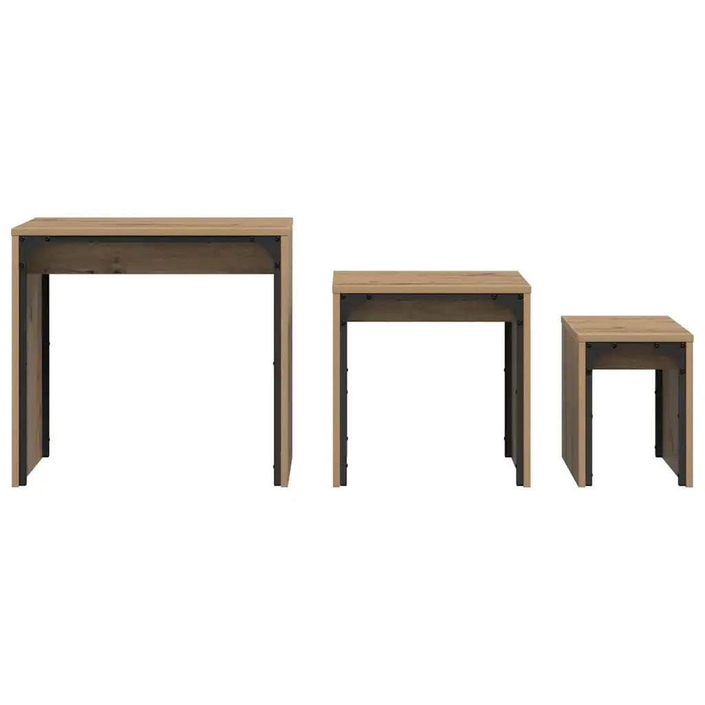 Tavolino da salotto 3 pcs Rovere artigianale Legno multistrato 883535