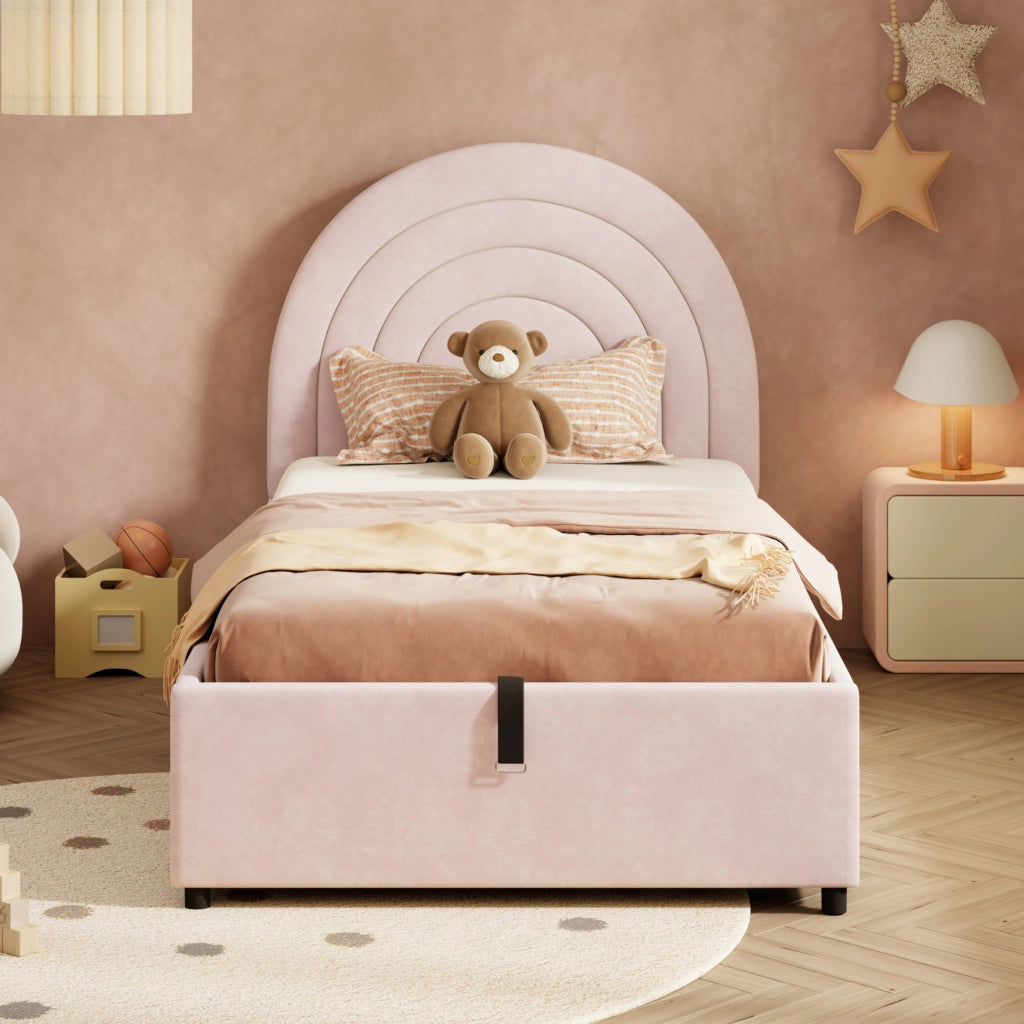 letto imbottito velluto rosa 95 x 211 cm