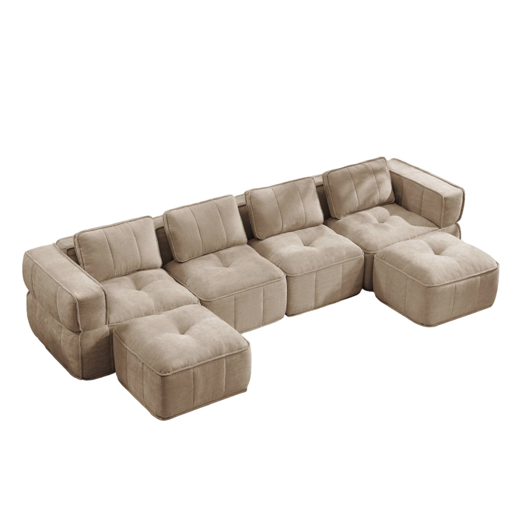DIVANO Modulare a U Senza Telaio 344x162x67 cm Poliestere Sabbia
