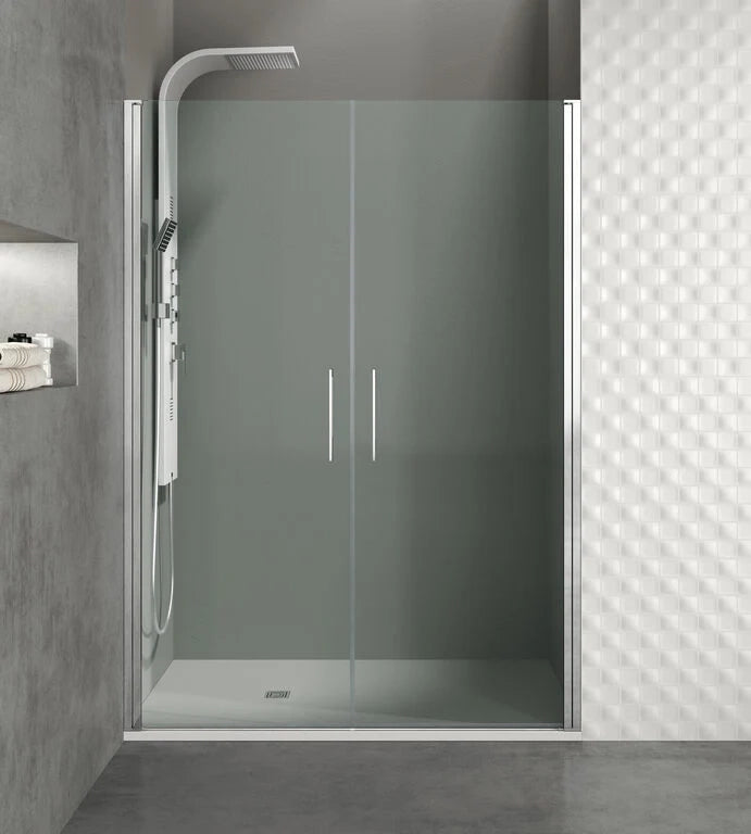 Box doccia frontale OPEN 2 porte battenti Cromo Trasparente 150 cm (75+75) 149-152 cm