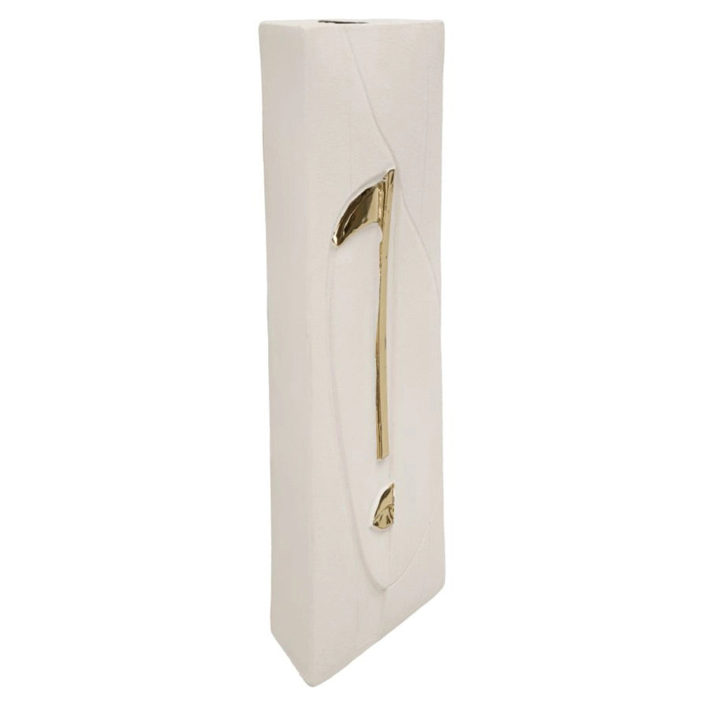 Pannello decorativo Nairobi in ceramica bianca e dettagli oro