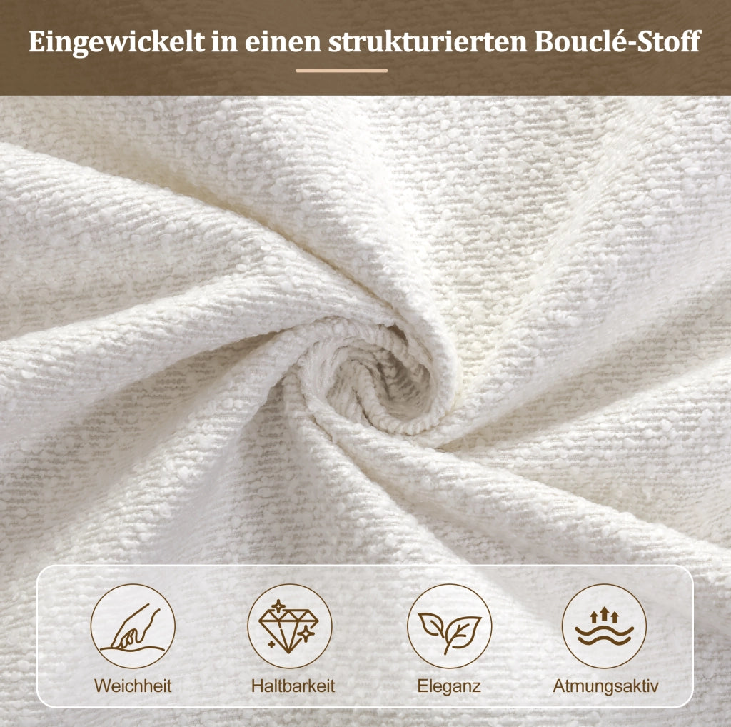 LETTO Imbottito 180x200 cm Bouclé Bianco con Rete a Doghe