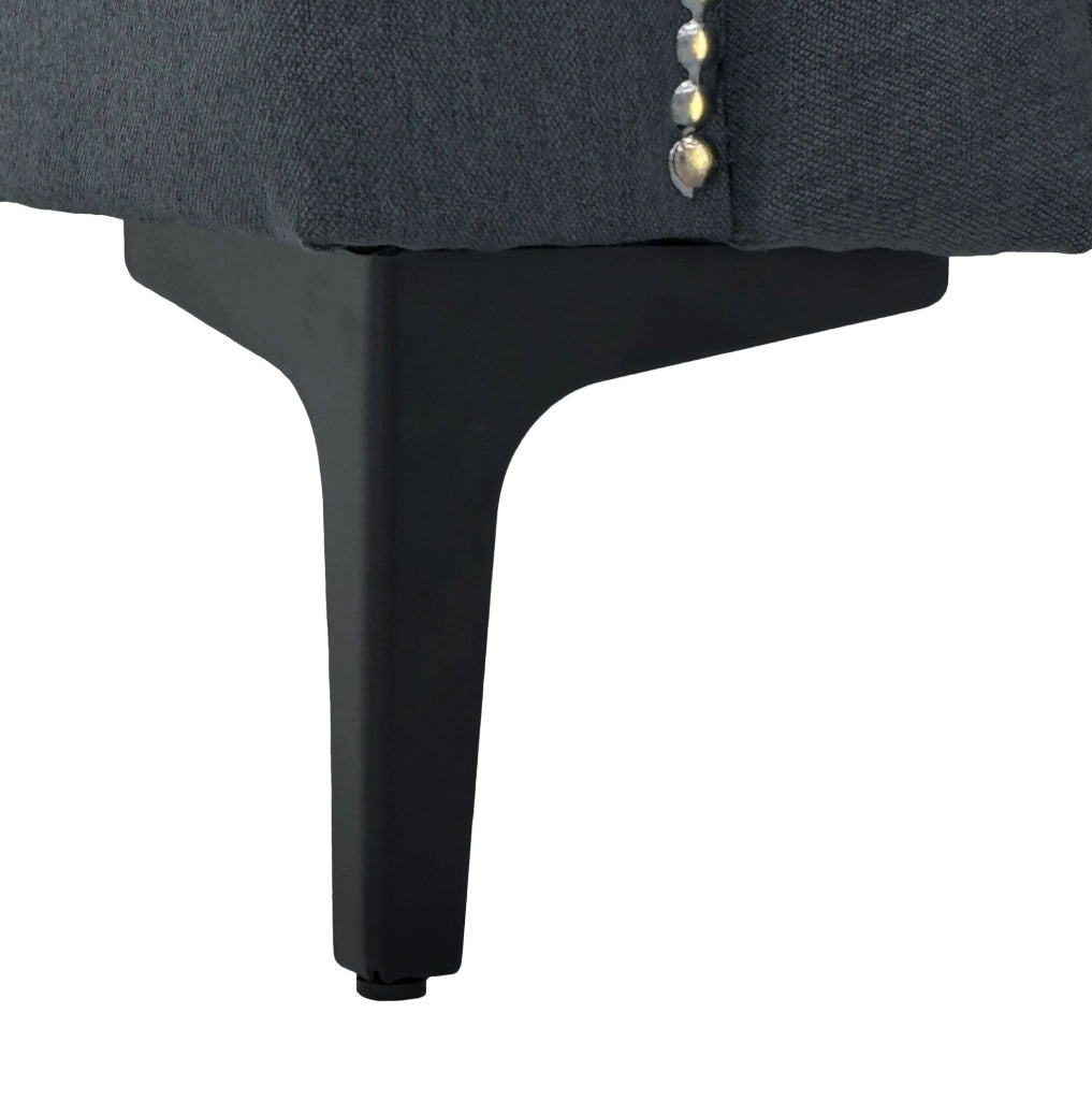 Divano 2 posti 172 cm in tessuto 100% poliestere grigio scuro con piedi in metallo