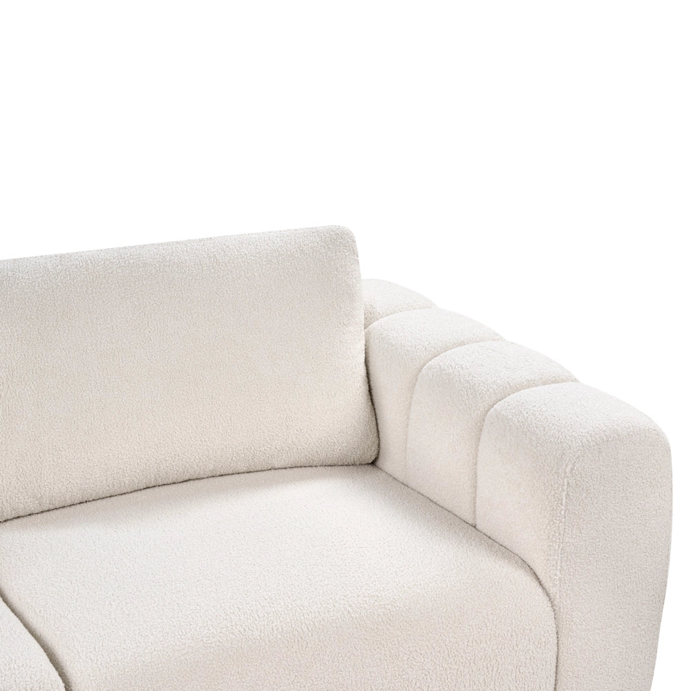 Divano modulare a 2 posti Divano componibile in bouclé bianco sporco in due sezioni Stile moderno e minimalista