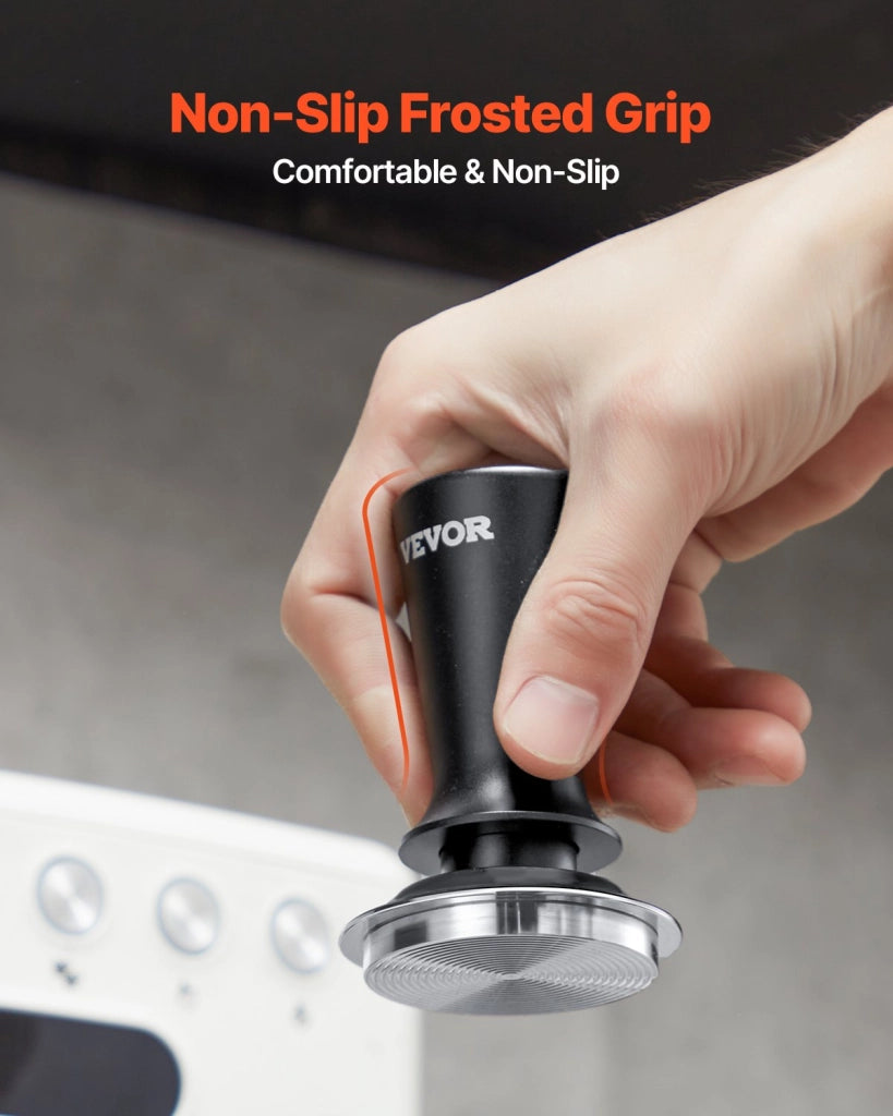 Pressino da caffè 53 mm a molla 13,6 kg in acciaio inox e lega di alluminio, tamper espresso manuale ed ergonomico per casa e bar