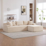 Divano modulare, divano compatto, tessuto chenille, schiuma ad alta elasticità 30D, base antiscivolo, 4 posti, beige