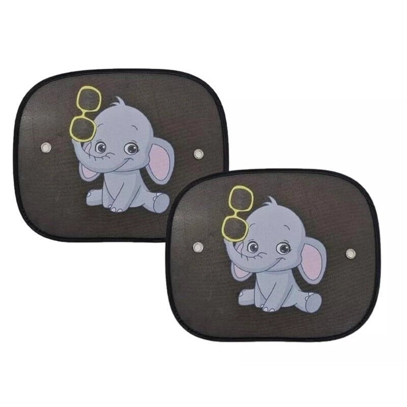 TENDINE 2 PZ PARASOLE PER BAMBINI CON VENTOSE AUTO UNIVERSALI 44X36 CM ELEFANTINO OKX