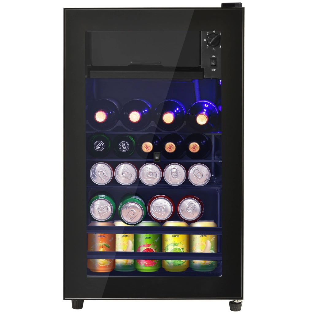 Frigorifero compatto a libera installazione 76 l con congelatore 6 l; compressore silenzioso e porta in vetro