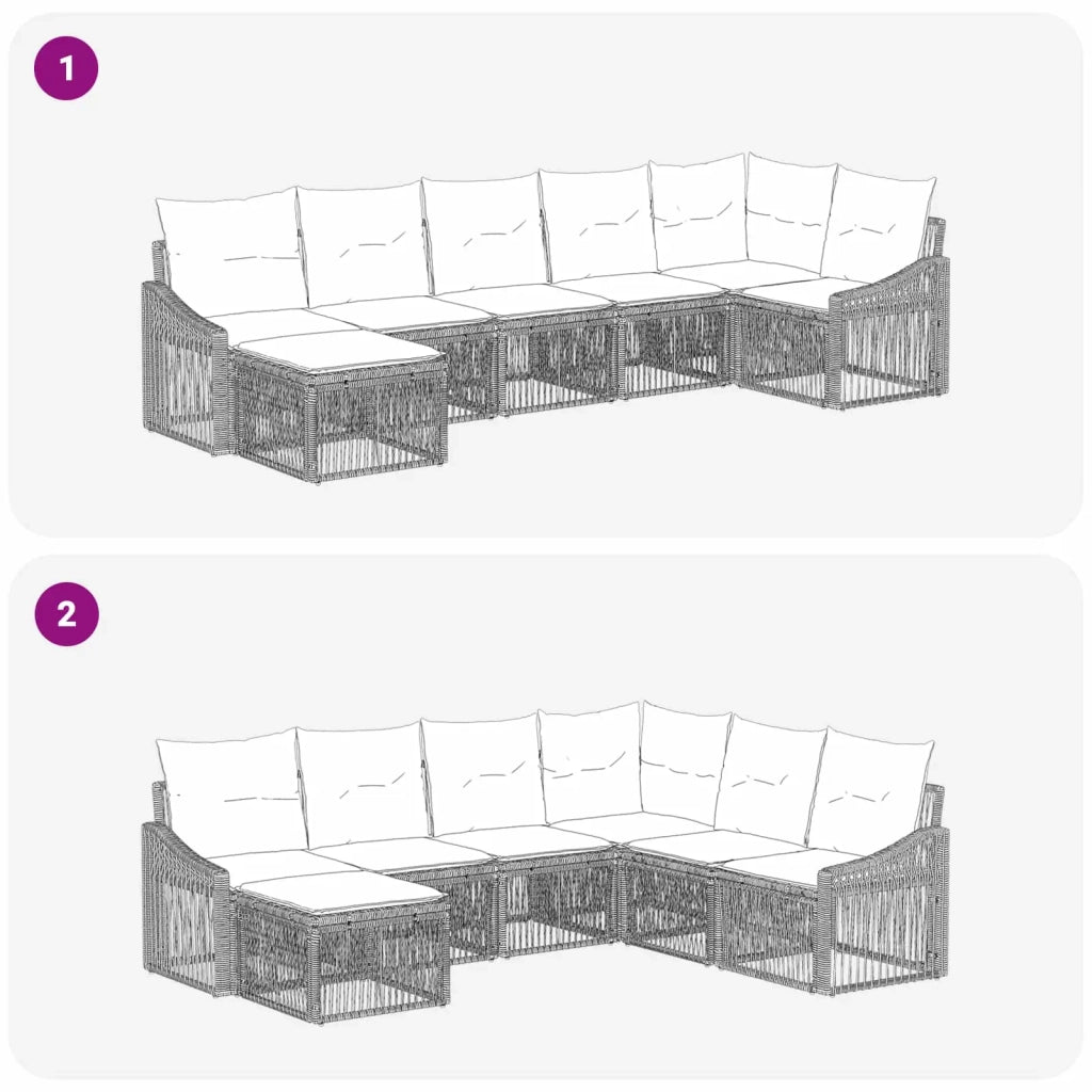 Set Divano da Giardino 7 pz Grigio polyrattan 3436079