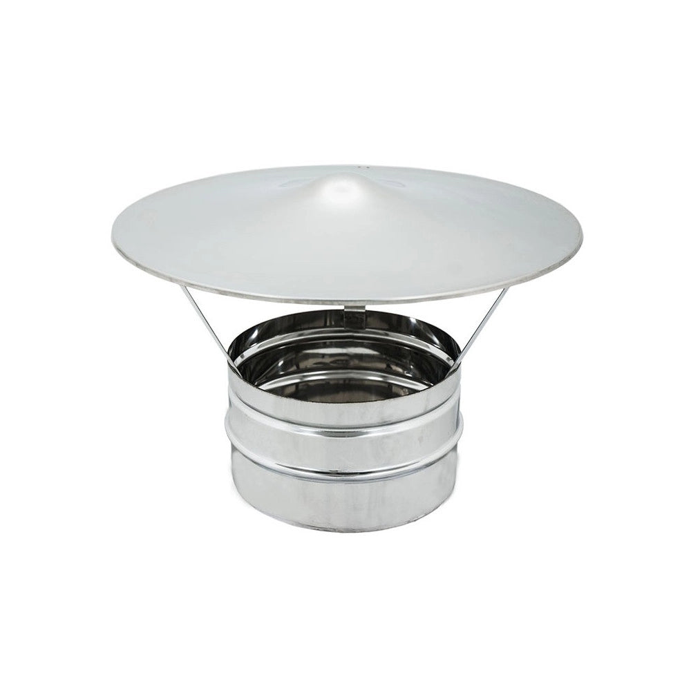 Fumaiolo da 200mm tipo cinese inox base tonda innesto m maschio