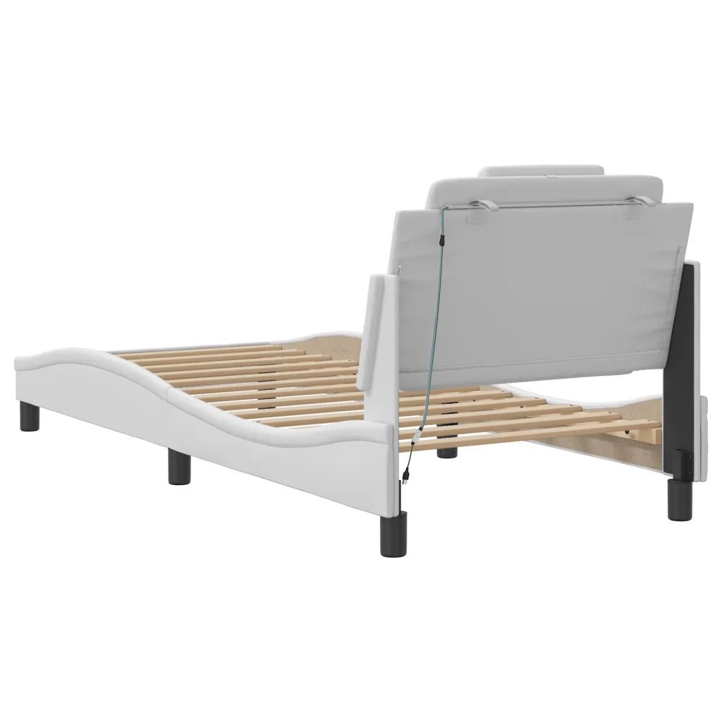 Letto singolo | Letto per adulti | Giroletto Viana con LED senza Materasso Bianco 80x200 cm
