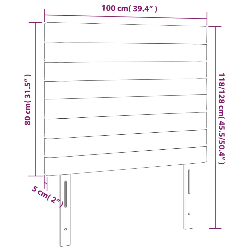 Testiera | Testata Nera 100x5x118/128 cm Tessuto