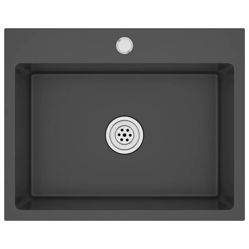 Lavello da Cucina Lavorato a Mano Nero Acciaio Inox 51513