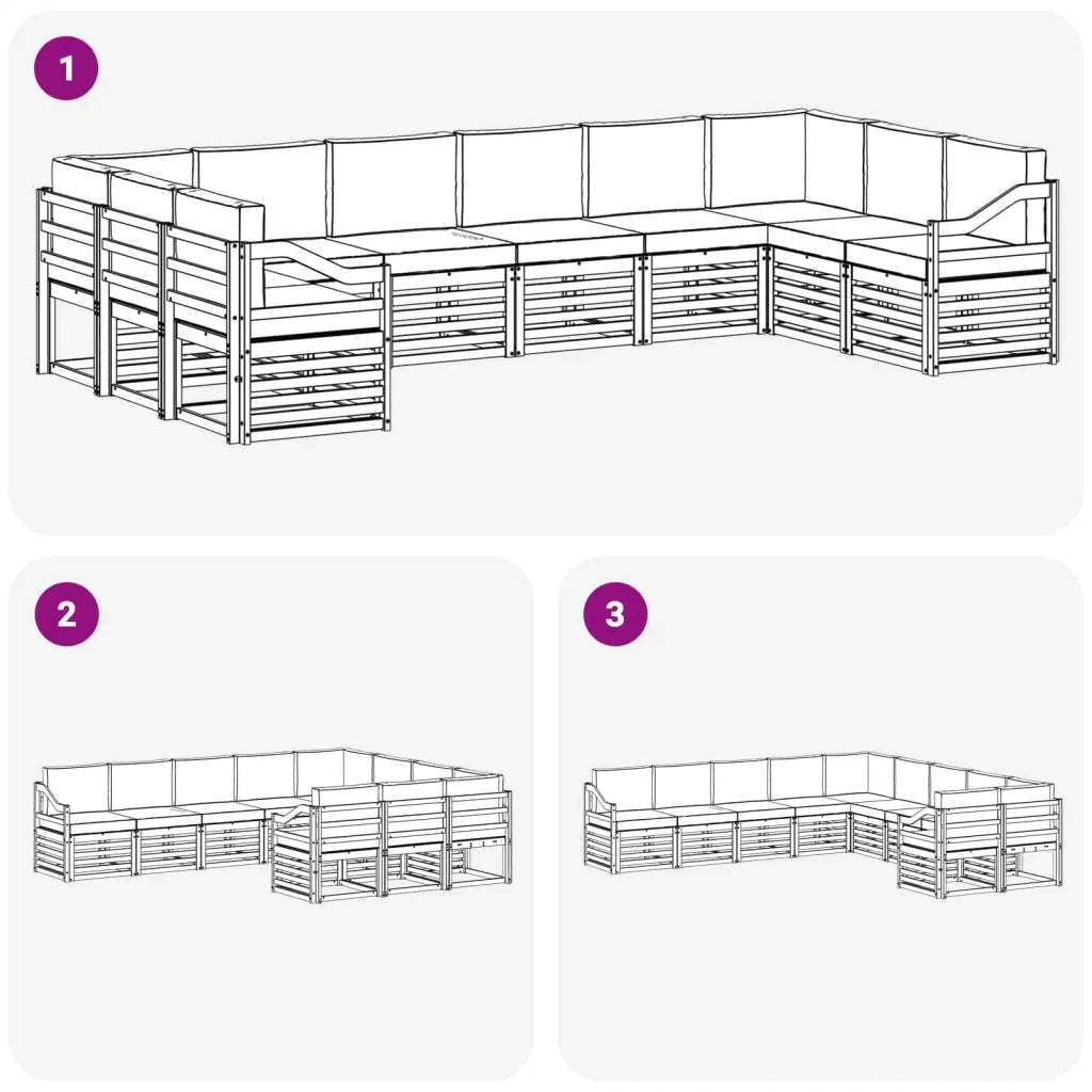 Set divano sezionale 10 pcs Bianco e Antracite 3392602