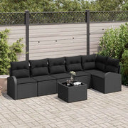 Set Divano da Giardino con cuscino 7 pcs Nero polyrattan
