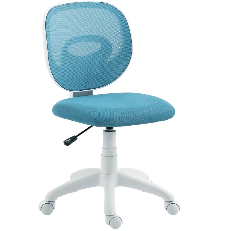 Sedia da ufficio ergonomica blu con supporto lombare a C, regolabile in altezza