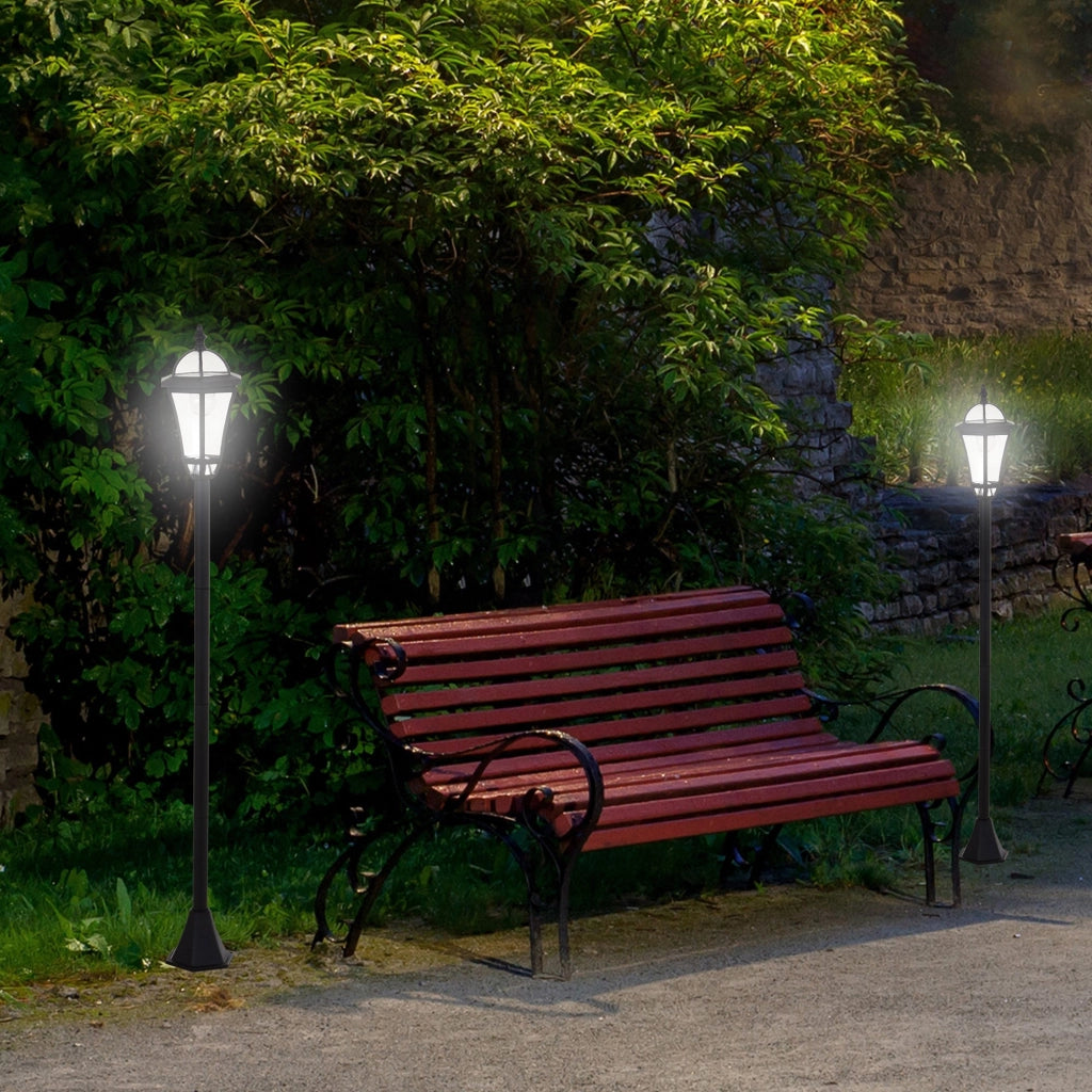 Confezione da 2 lampioni stradali a LED solari, IP44, ABS, ?18,5 x H129 cm, modalit¨¤ di risparmio energetico, impermeabili, luci da giardino in