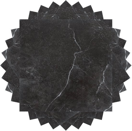 Pavimento in PVC - Pavimenti in PVC - Pavimento in vinile - Pavimenti in vinile - Naturale - 30 cm x 30 cm x 1,5 mm - Spessore 1,5 mm - 11 piastrelle - Marmo nero