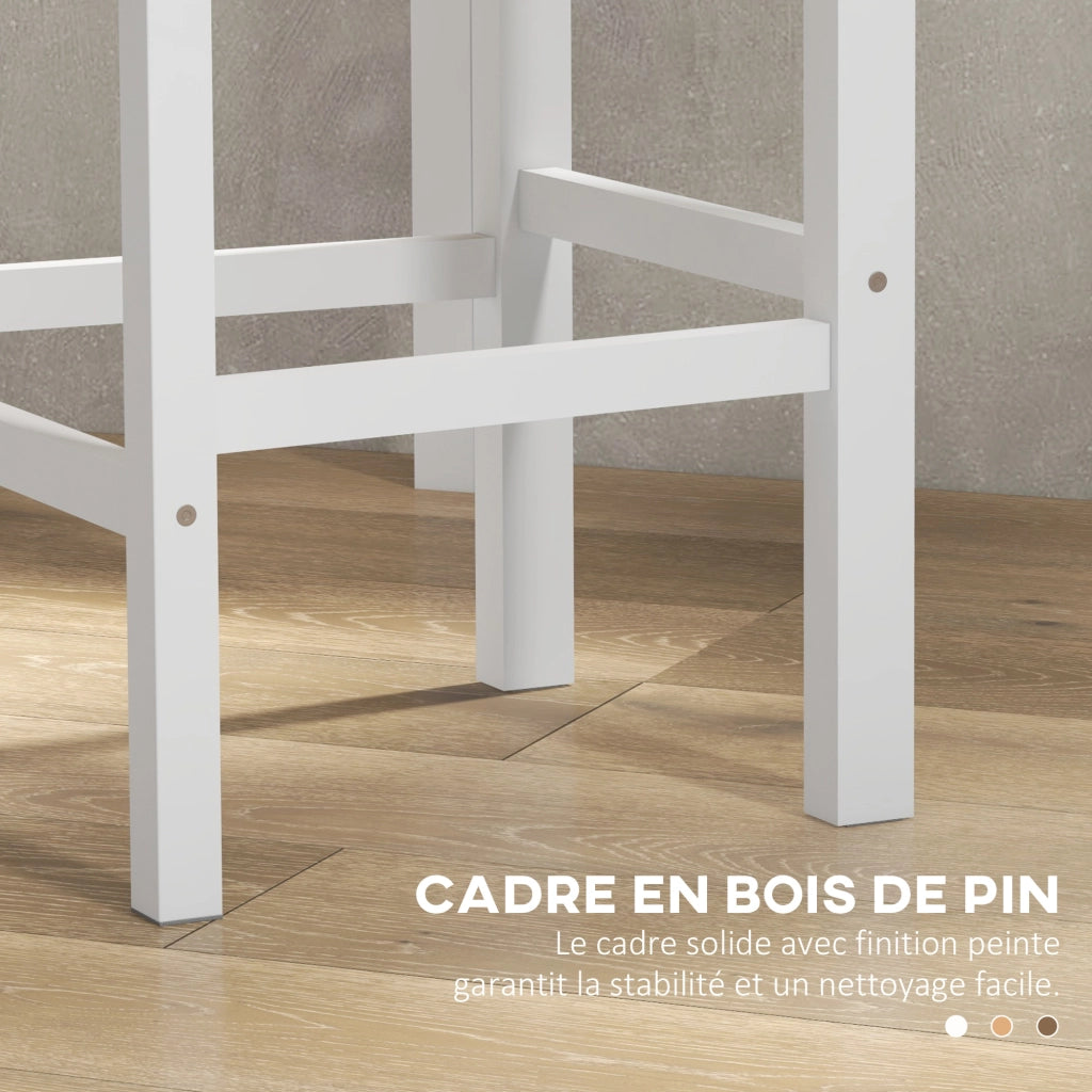 Set 2 sgabelli da bar ¨C Minimal ¨C bianco e legno naturale 41x46x97,5cm