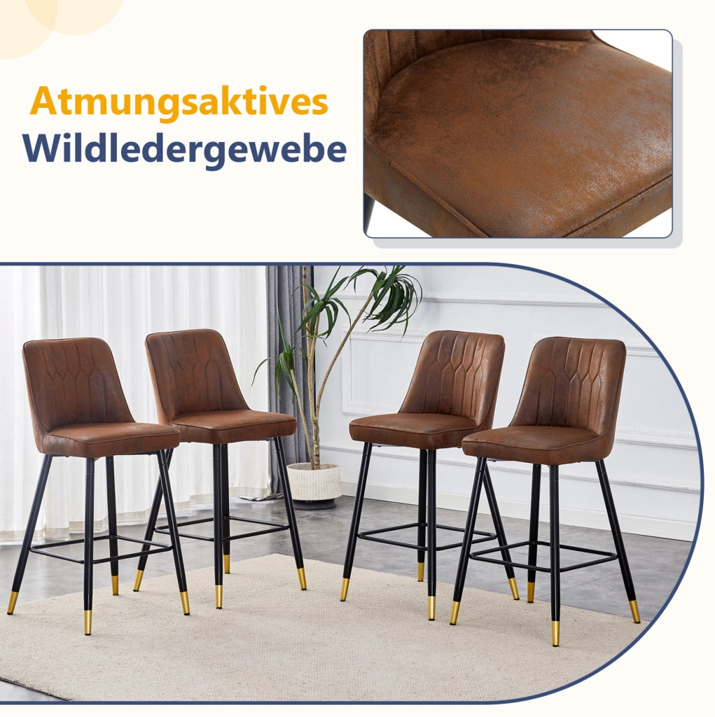 SEDIA ALTA Set da 2 pezzi 100 cm Tessuto marrone e metallo nero