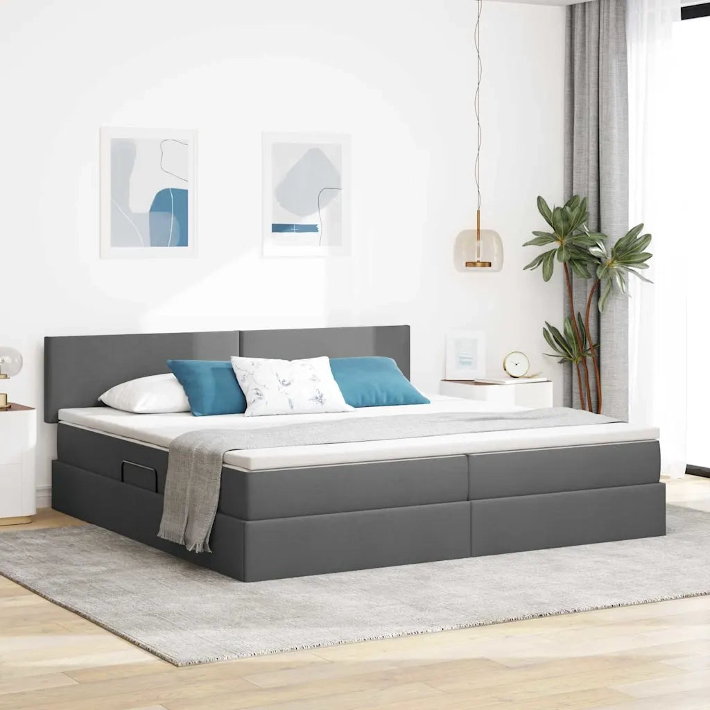 Letto con contenitore e materasso Grigio scuro 200 x 200 cm 3370468