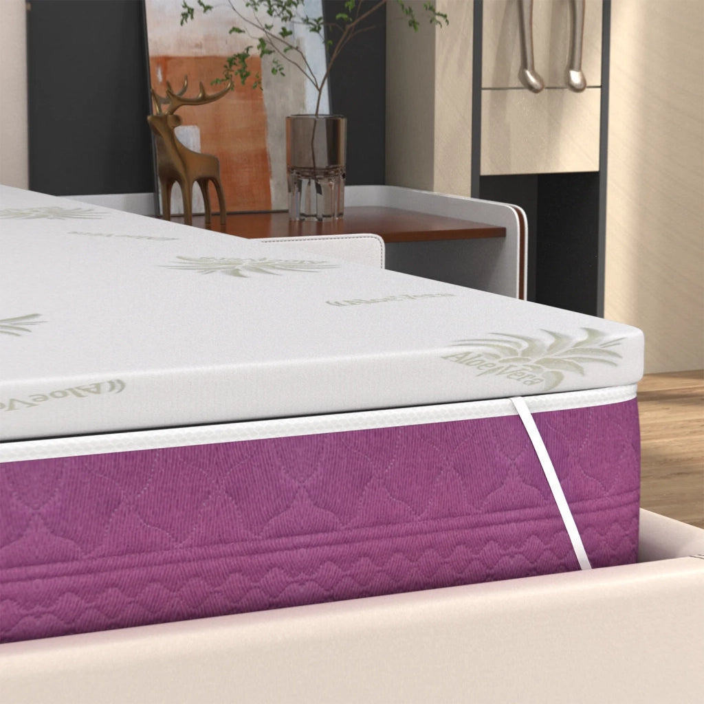 Topper Poly Foam Sfoderabile 90x190 Alto 5 cm – Correttore per Materasso, con Rivestimento Aloe Vera, Traspirante e Ortopedico – Made in Italy – Coprimaterasso con 4 Angoli Elastici