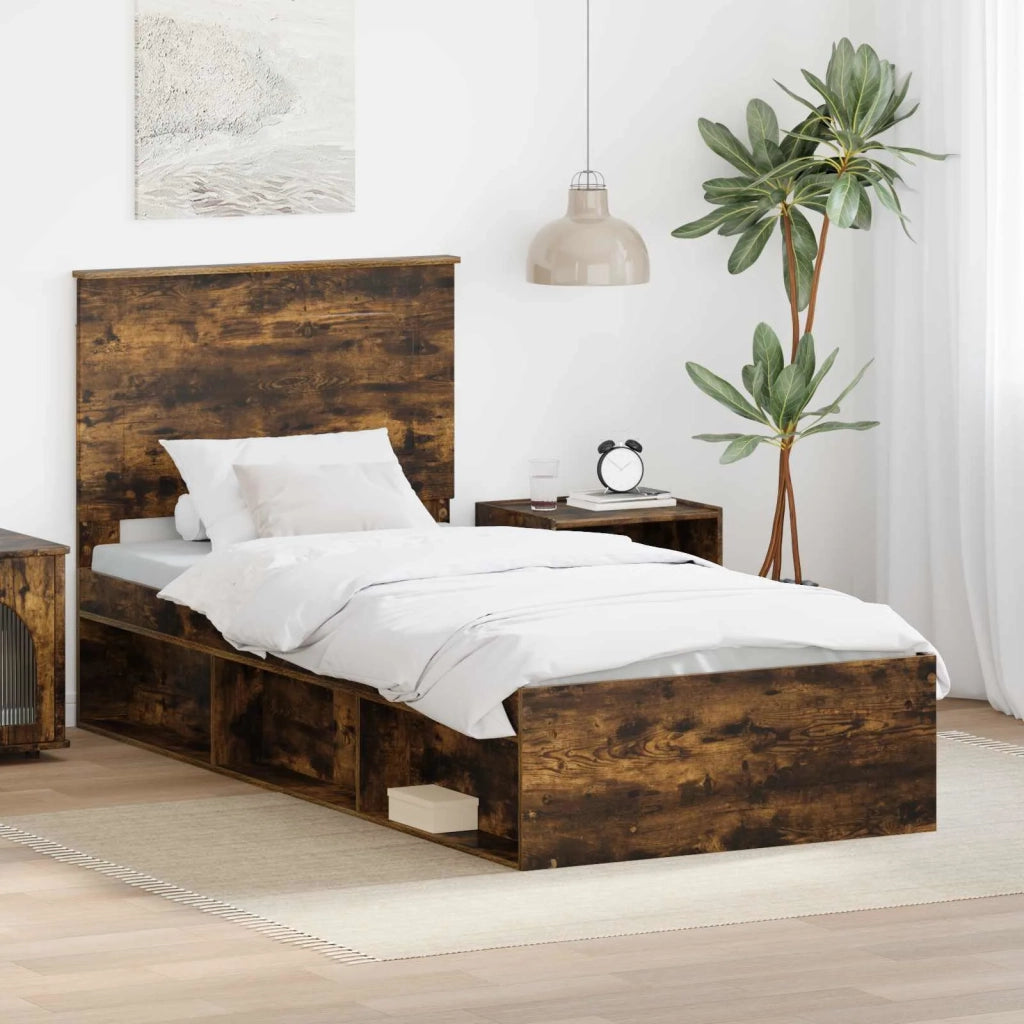 Struttura del letto Rovere fumé 100 x 200 cm Pino massello 3409394