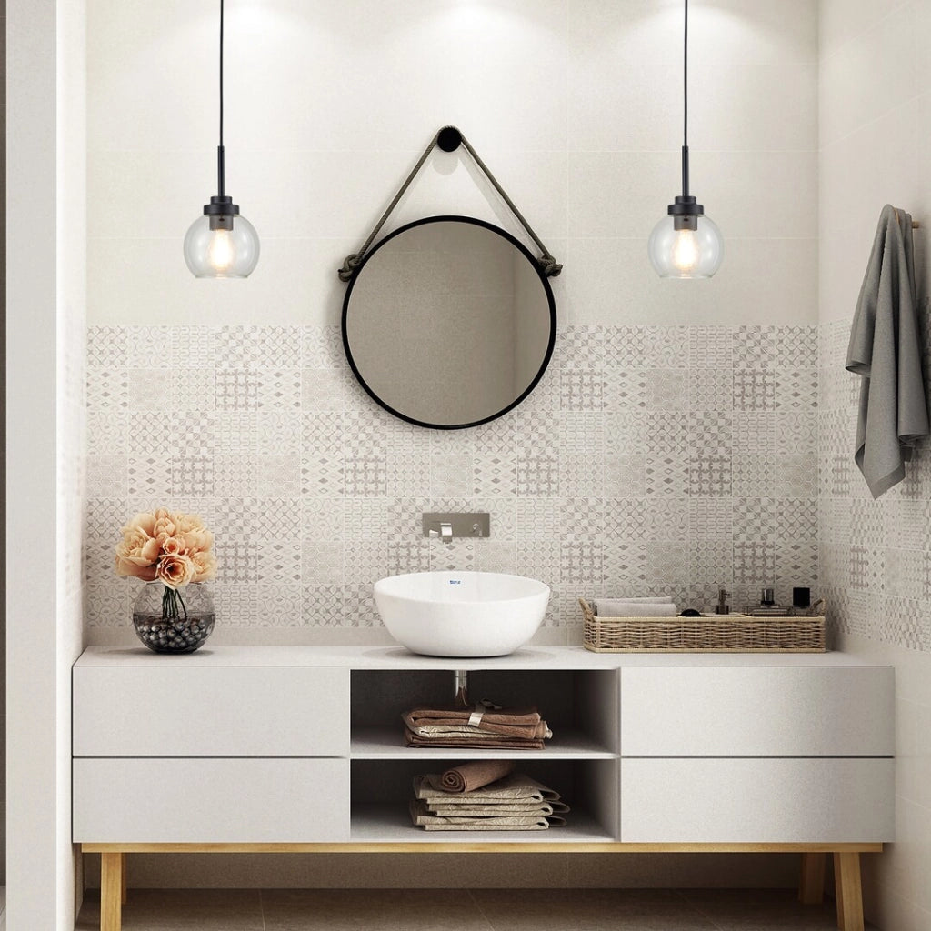 Lampada a sospensione bagno Tirina Rabalux E27 nera IP44