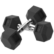 Ensemble d'haltères courtes, lot de 2 haltères hexagonaux recouverts de caoutchouc, acier noir