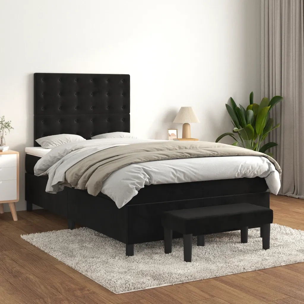 Giroletto a Molle con Materasso Nero 120x190 cm in Velluto 3270495